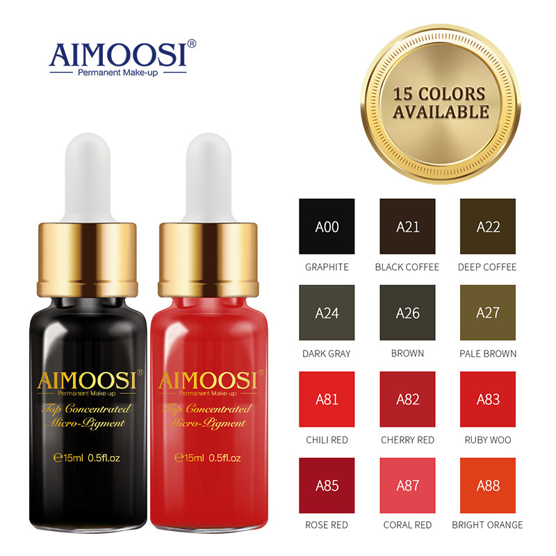 Aimoosi 15ml pigment ink for lips tattoo Semi Permanent Makeup Eyebrow Ink Lips Eye Line Tattoo Color Microblading Pigment