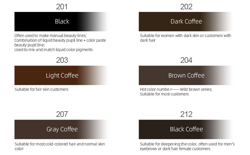 AIMOOSI sample 3ml 6 colors semi permanent makeup microblading pigment eyebrow eyeliner pigment pmu tattoo ink