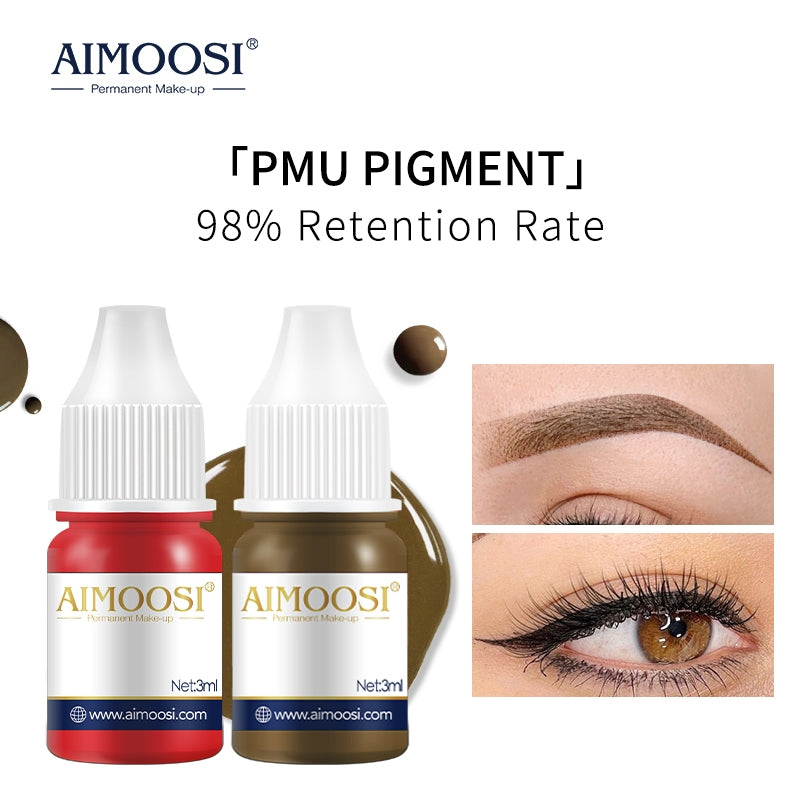 Aimoosi Permanent Makeup up Color Pigment Microblading PurePigment Liquid Organic  Tattoo Eyebrow Ink SGS Certified 半永久色料 纯植物 易上色 雾眉纹眉纹唇色
