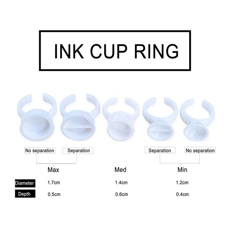 100 Plastic Tattoo Ink Ring Cup Holder Eyebrow Lips Small Medium Large Permanent Makeup Tattoo Pigment Containers Accessories