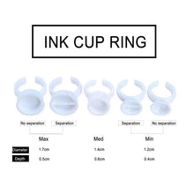 Carica l&#39;immagine nel visualizzatore di Gallery, 100 Plastic Tattoo Ink Ring Cup Holder Eyebrow Lips Small Medium Large Permanent Makeup Tattoo Pigment Containers Accessories
