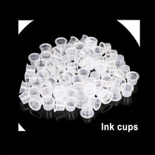Load image into Gallery viewer, 1000 Pcs/Bag Plastic Microblading Tattoo Ink Cup Cap Pigment Clear Holder Container S/M/L Size For Needle Tip Grip Power Supply

