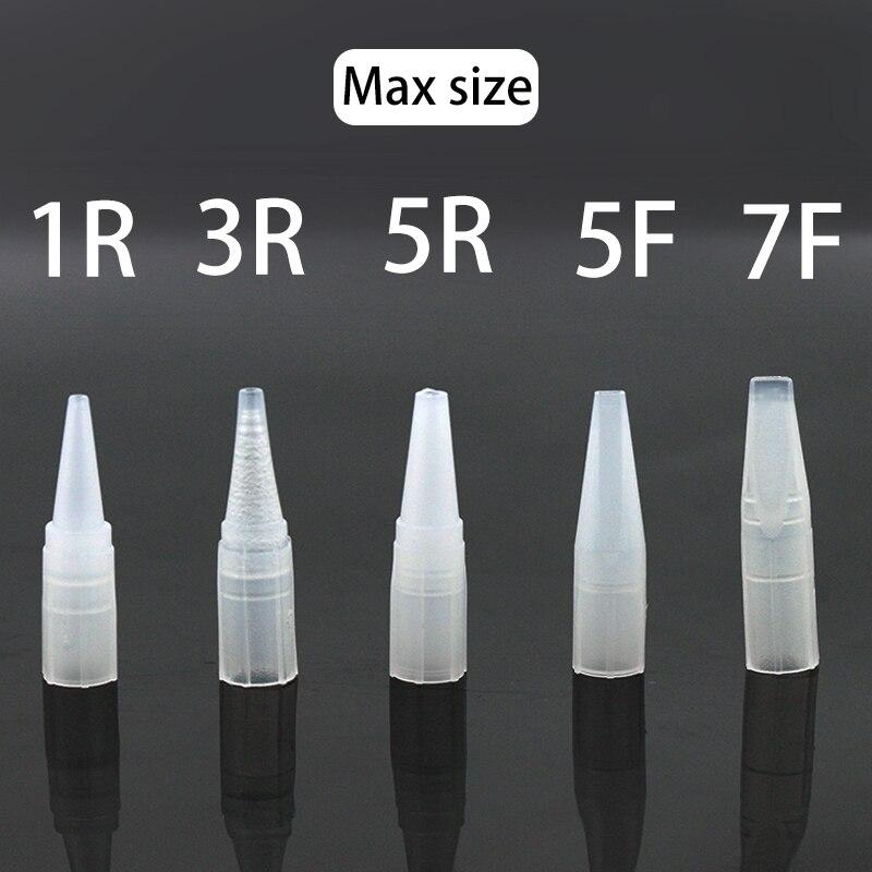 100pcs 1R 3R 5R 5F 7F Tattoo Needle Tips Disposable permanent makeup needle Caps For Permanent Makeup Tattoo Machine