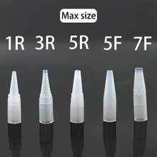Load image into Gallery viewer, 100pcs 1R 3R 5R 5F 7F Tattoo Needle Tips Disposable permanent makeup needle Caps For Permanent Makeup Tattoo Machine
