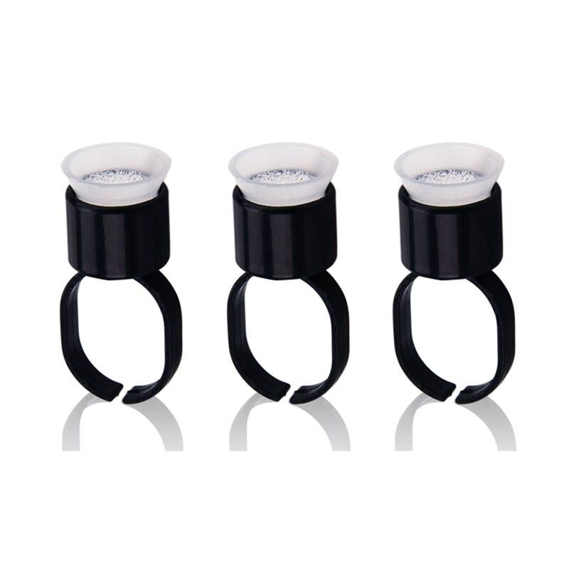 100pcs Black Ink Rings with Sponge Cups Holder Tattoo Accessories Supplies For Eyebrow Eyeliner Lips Permanent Make Up tattoo