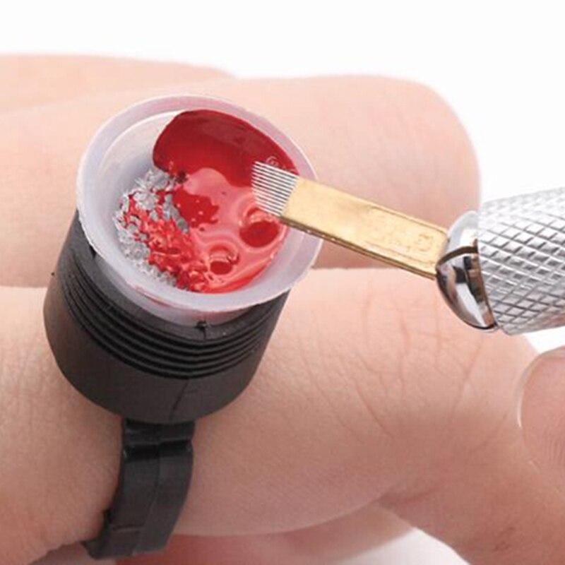 100pcs Black Ink Rings with Sponge Cups Holder Tattoo Accessories Supplies For Eyebrow Eyeliner Lips Permanent Make Up tattoo