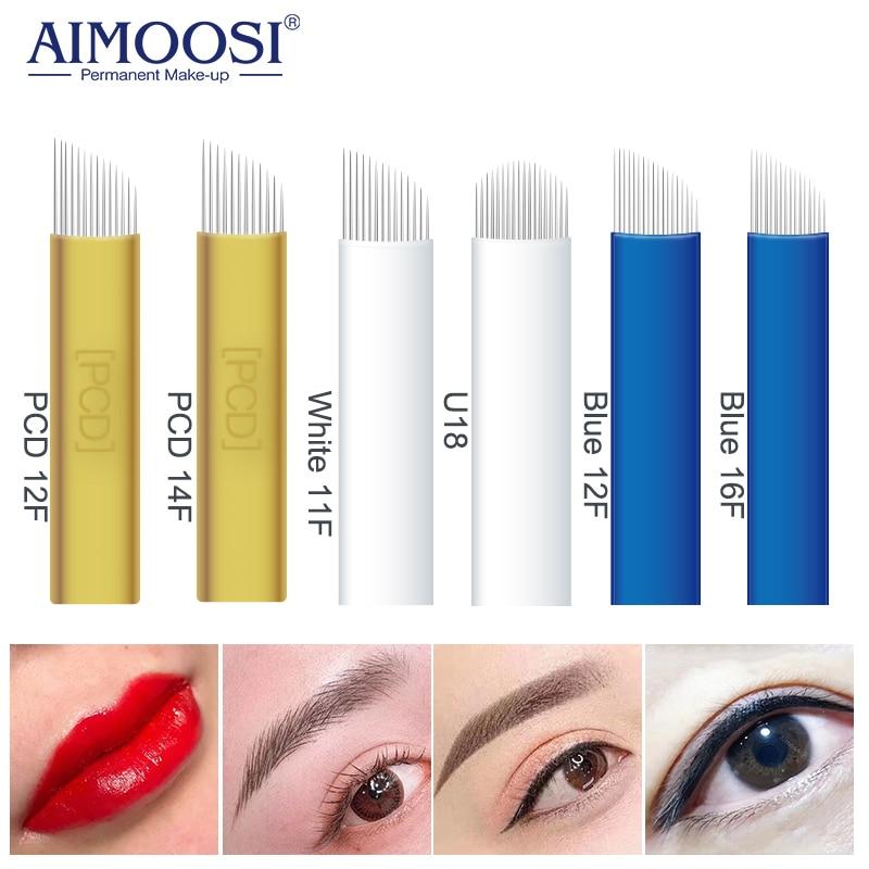 50PCS Microblading Eyebrow Tattoo Needle Microblading Blades for 3D Eyebrow Embroidery Muanul pen permanent makeup tattoo blades