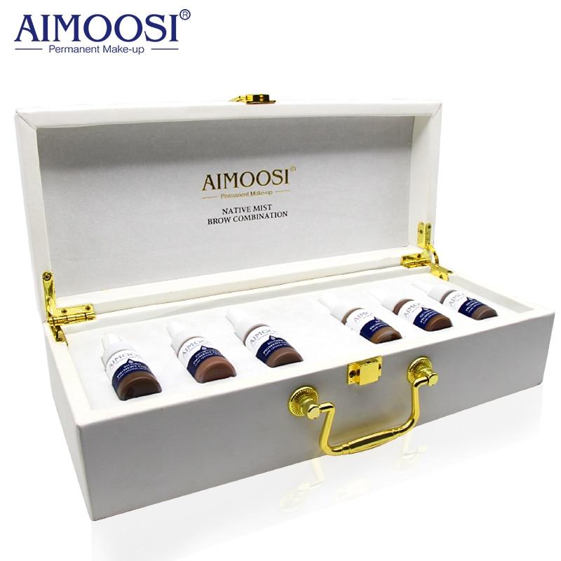 6 bottles/set AIMOOSI Native mist Fog Semi-Permanent makeup Microblading Tattoo ink for eyebrow pigment Professional ink