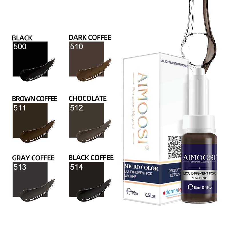 Aimoosi Liquid permanent Makeup pigment for eyebrow eyeliner tattoo inks for Machine Needles 5 colors to choose