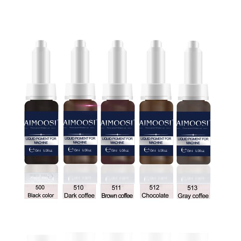 Aimoosi Liquid permanent Makeup pigment for eyebrow eyeliner tattoo inks for Machine Needles 5 colors to choose