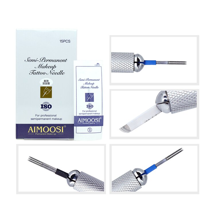 15pcs/box Microblading needles blades extremely 18u shape permanent makeup Eyebrow tattoo needles blade 3D embroidery Manual pen