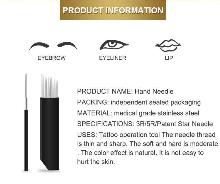 30pcs Microblading Manual Blades Needles Permanent Tattoo Makeup Needle 3R/5R/Patent star needle/18F Manual Eyebrow Blades