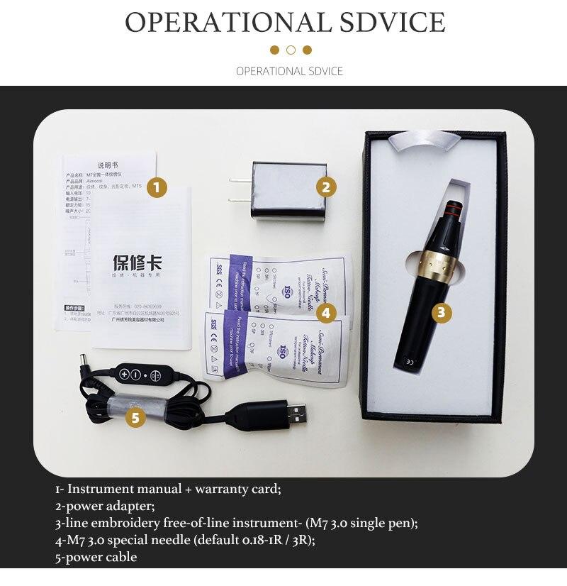 hot Ultra-silence Aimoosi M7 digital intelligent Semi Permanent makeup for Eyebrow tattoo machine kit with Gun Cartridge Needle